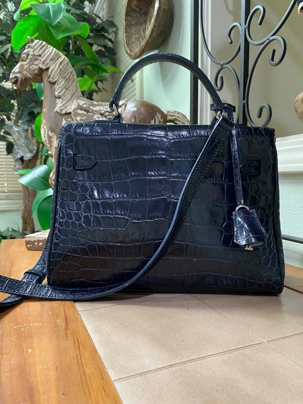 Top handle leather bag